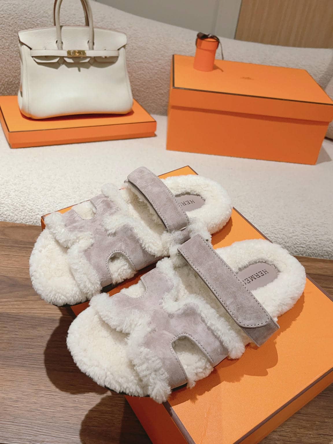 Hermès fur slippers-21